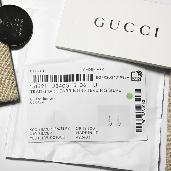 ✨New Gucci Sterling Silver 925 Trademark Round Drop Earrings High Shine Genuine! - Picture 9 of 11